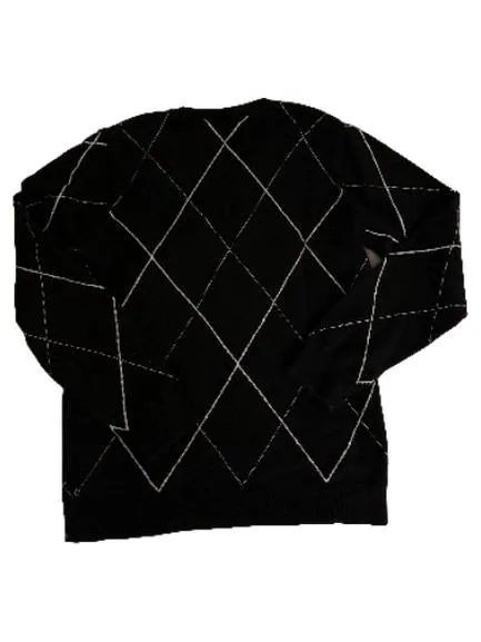 Carhartt Pullover Herren M Argyle V-Ausschnitt Pullover Baumwolle Schwarz 6