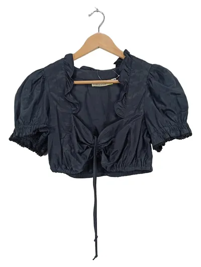 Tramontana Dirndlbluse Trachtenbluse Schwarz Gr. 38 Puffärmel Rüschen