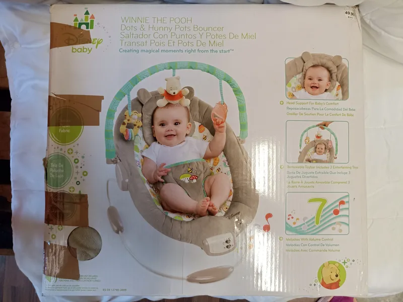 Disney Baby Dots & Hunny Pots Bouncer Babywippe Tiermotive Beige 2