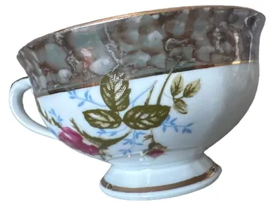 Chodzież Vintage Porzellan Tasse Blumenmuster Weiß 10 cm