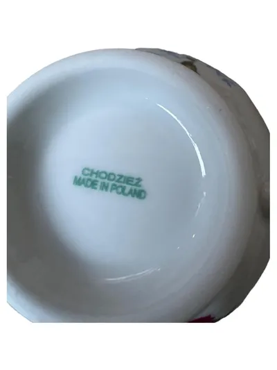 Chodzież Vintage Porzellan Tasse Blumenmuster Weiß 10 cm