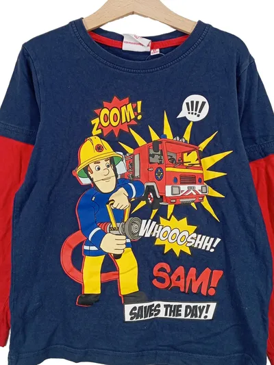 Fireman Sam Langarmshirt Kinder Jungen Freizeit Blau Gr. 128