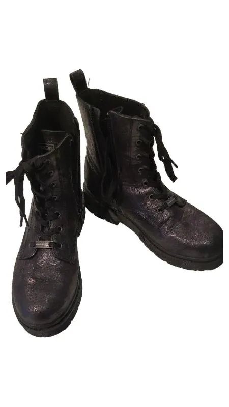 Dockers Damen Stiefelette Gr. 37 Grau Glitzer Schnürstiefel Urban 3