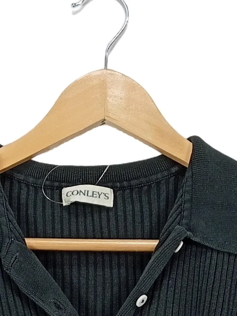 CONLEY'S Damen Poloshirt Strick Rippstrick Gr. L Grün Kurzarm 5