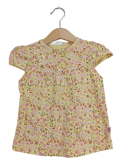 OKAY Mädchen Shirt Blumenmuster Schmetterlinge Gr. 86 Gelb Rosa