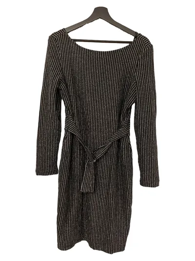 Esprit festliches Kleid gestreift Langarm Metallic-Look Schwarz XL