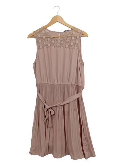 ONLY Damen Festliches Kleid Gr. 42/XL Rosa Elegant Spitze Plissee