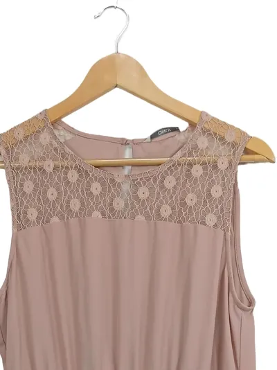 ONLY Damen Festliches Kleid Gr. 42/XL Rosa Elegant Spitze Plissee