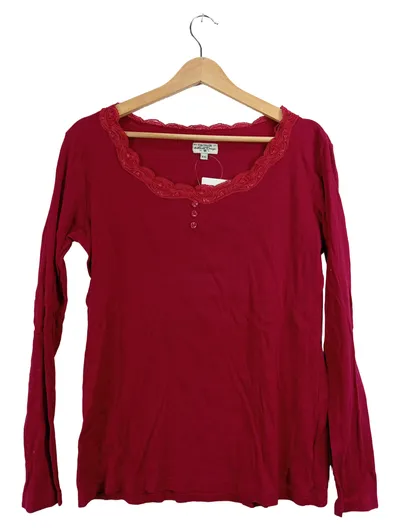 Tom Tailor Damen Langarmshirt Spitzenbesatz Bordeaux Rot Gr. XXL