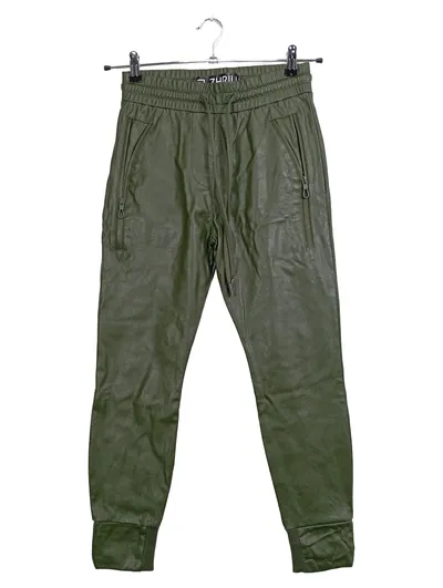 ZHRILL Damen Jogginghose Kunstleder Grün Gr. 32/XXS Sportlich Freizeit