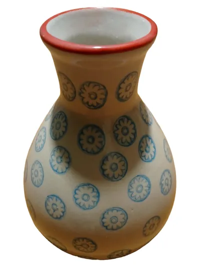 Bloomingville Vase Keramik Beige Blumenmuster 12cm Hoch 8cm Breit Modern