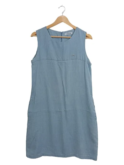 Lacoste Damen Schlauchkleid Blusenkleid Gestreift Baumwolle Blau Gr. 40 L