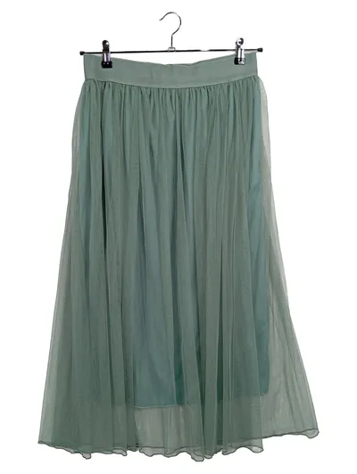 Bongual Damen Faltenrock Tüllrock Grün Gr. 40;L Maxirock