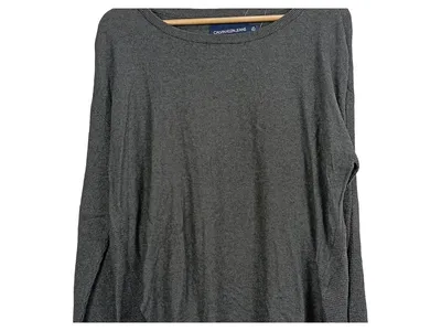 Calvin Klein Jeans Damen Pullover Gr. L Grau Meliert Baumwolle Langarm