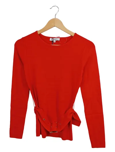 Morgan Damen Pullover Rot mit Gürtel Gr. 34/XS Langarm Modern