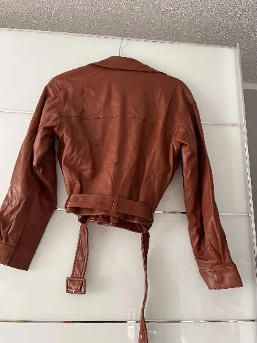 Abercrombie & Fitch Damen Lederjacke Braun Gürtel Gr. XS