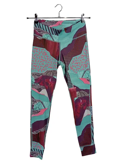 Reebok Damen Sport Leggings S Mehrfarbig Abstrakt Print