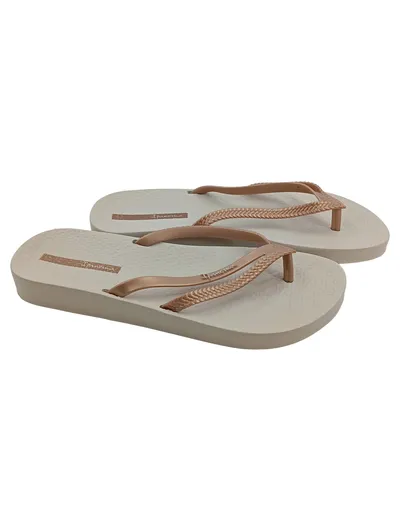 Ipanema Damen Zehentrenner Sandalen Gr. 39 Beige Roségold Geflochten