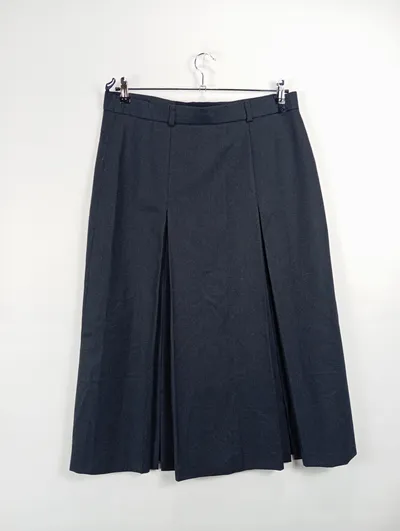 Cavita Damen Faltenrock Gr. 42/XL Grau Wolle Business Midirock