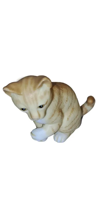 Goebel Porzellan Katze Kätzchen gestreift Dekofigur Orange 6cm