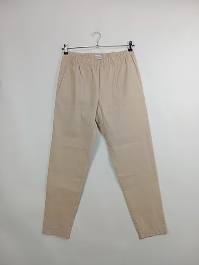 Chalou Damen Stoffhose Viskose Raffungen Beige Gr. 44 XXL L30