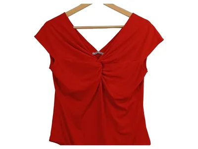 Anna Field Damen Body Rot Gr. L Twist-Detail V-Ausschnitt Stretch