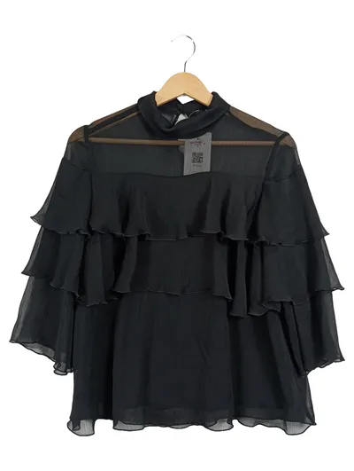 Mohito Damen Bluse mit Rüschen Gr. 34/XS Schwarz Elegant Polyester