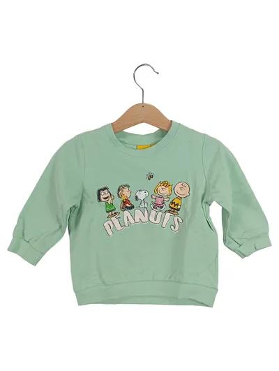 PEANUTS Kinder Pullover Gr. 80 Grün Baumwolle Langarm Casual