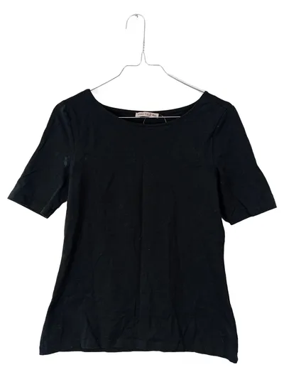 Anna Field Petite Damen T-Shirt Schwarz Gr. M Basic Kurzarm Rundhals