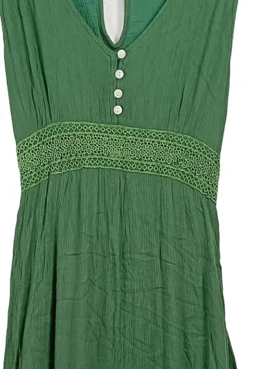 NATURA Damen Maxikleid Grün Ärmellos Freizeitkleid Gr. M Viskose