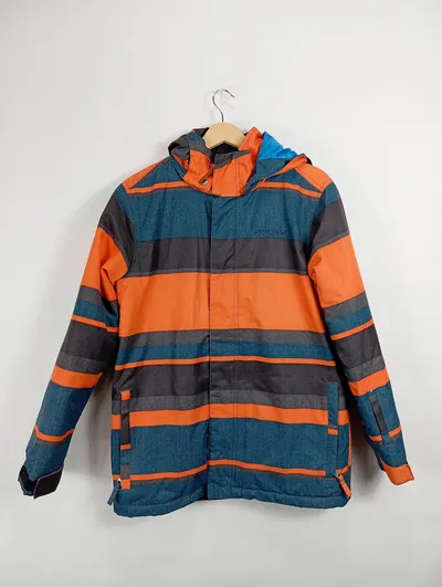 Protest Kinder Skijacke Gr. 176 Orange Gestreift Kapuze Outdoor