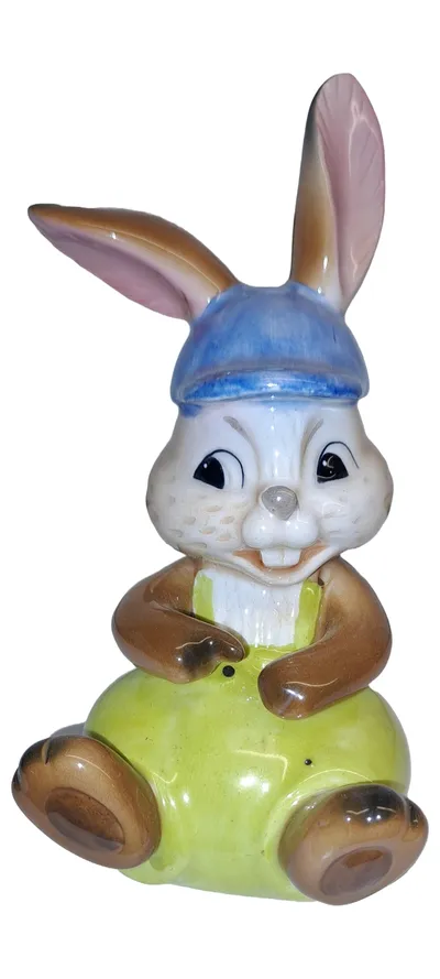 Goebel Porzellan Dekofigur Hase Latzhose Mütze Mehrfarbig 10cm