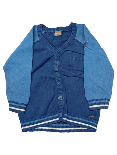 KANZ Strickjacke Cardigan Baby Jungen Gr. 80 Blau Baumwolle
