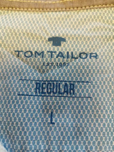 Tom Tailor Herren Kurzarmhemd Freizeithemd Gr. L Blau gepunktet Baumwolle