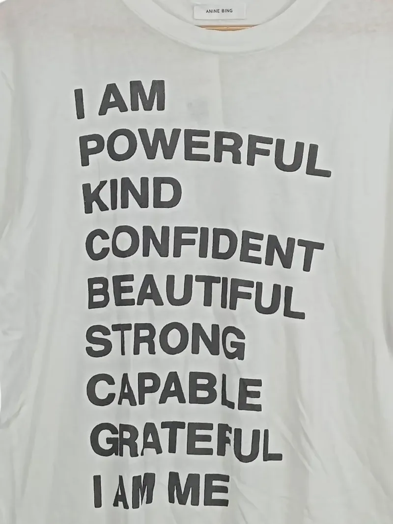 Anine Bing Damen T-Shirt I AM ME Print Weiß Gr. S Baumwolle 2