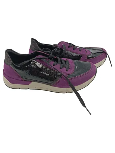 Rieker Damen Sneaker Low Gr. 40 Lila Schnürung Reißverschluss