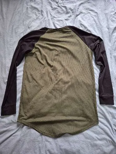SikSilk Langarmshirt Herren M Raglan Rippstrick Oliv Schwarz Logo