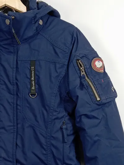 Icepeak Damen Parka Outdoor Jacke Blau Gr. 38 M Kapuze Polyamid