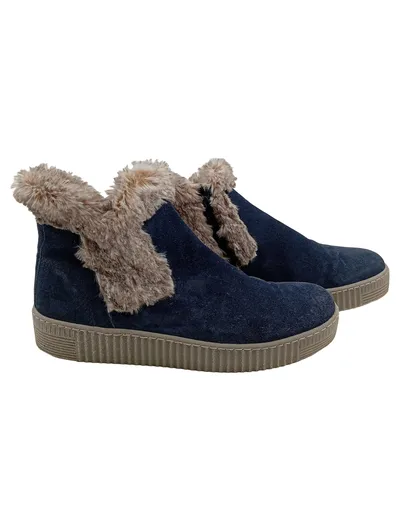 Gabor Damen Stiefelette 40.5 Blau Fellbesatz Winter Casual