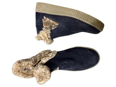 Gabor Damen Stiefelette 40.5 Blau Fellbesatz Winter Casual