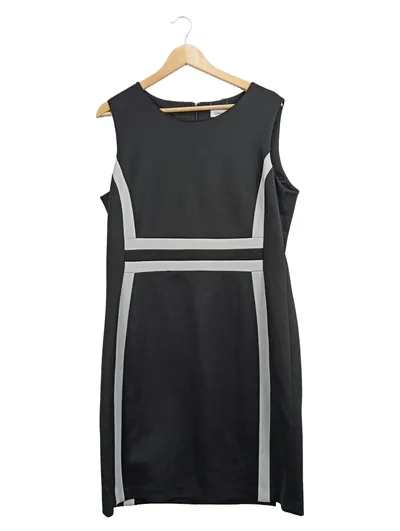 Calvin Klein Etuikleid Damen Gr. 44 Schwarz Weiß Business Kleid