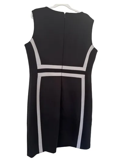 Calvin Klein Etuikleid Damen Gr. 44 Schwarz Weiß Business Kleid