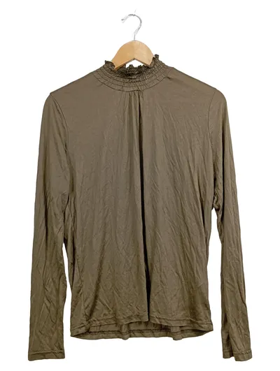 Cream Damen Langarmshirt Oliv Gr. 38/M mit Kragen Basic