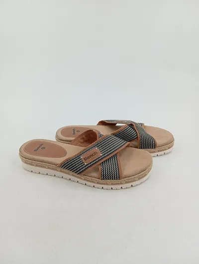 Bench Damen Sandalen Gr. 40 Beige Casual Kreuzriemen Pantoletten