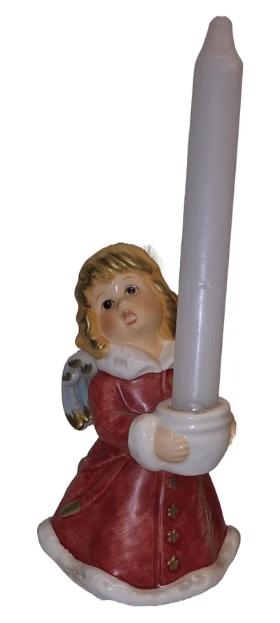 Goebel Engel Kerzenhalter Porzellan Rot 10cm Weihnachtlich Figur