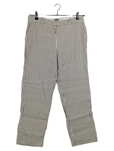 Massimo Dutti Stoffhose Damen Gr. 42 Grau Weiß Gestreift Casual