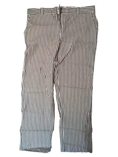 Massimo Dutti Stoffhose Damen Gr. 42 Grau Weiß Gestreift Casual