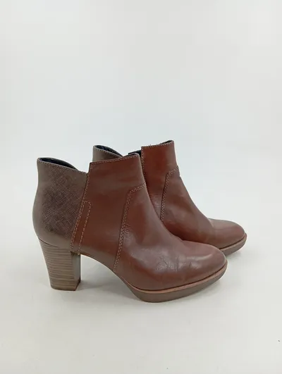 Tamaris Damen Stiefeletten Leder Braun Gr. 38 Klassisch