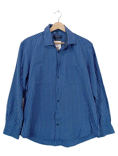 Andrew James Herren Hemd Kariert Blau Gr. L Regular Fit Easy Care