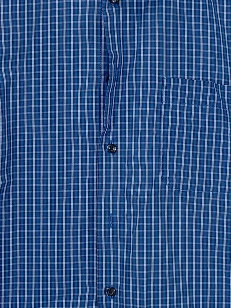 Andrew James Herren Hemd Kariert Blau Gr. L Regular Fit Easy Care 3